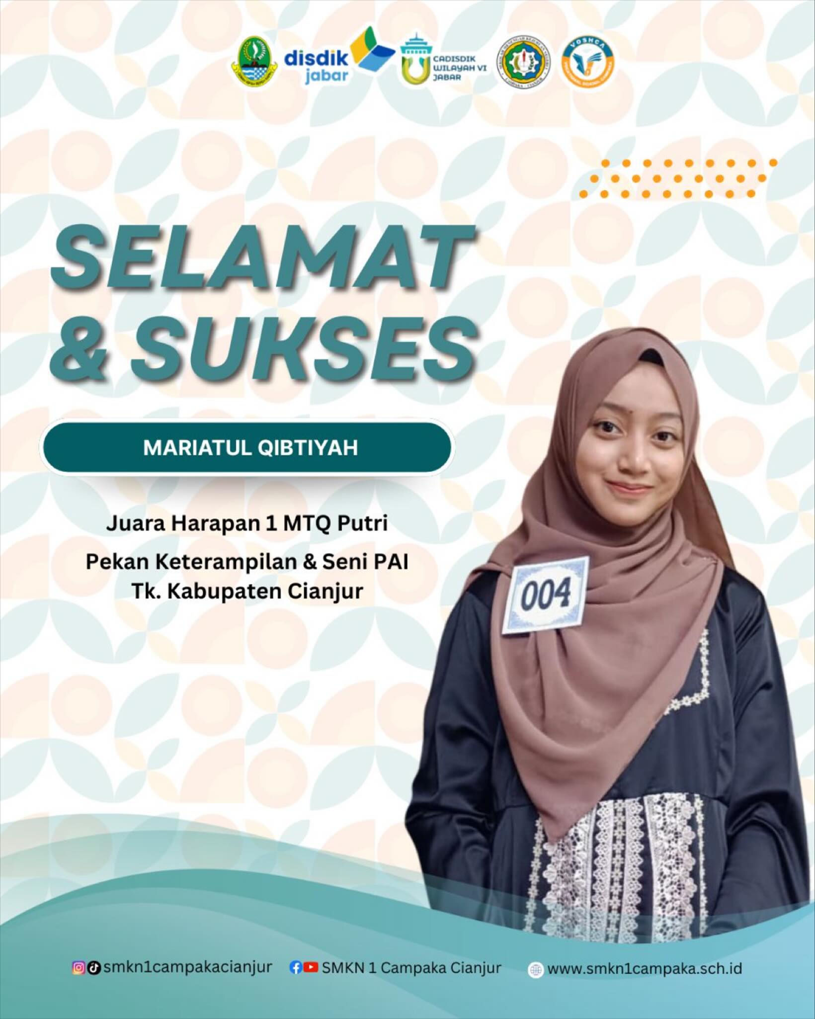 Juara Harapan 1 MTQ Putri TK Kabupaten Cianjur